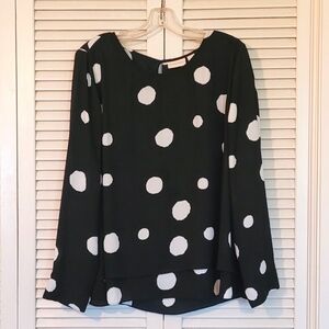NWOT Chico's Sheer Black with white polka dots